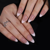 24PCS Almond Press on Nails Medium Fake Nails with Pink Bow Designs Glue on Nails Glossy Acrylic False Nails As Women Girls Fift