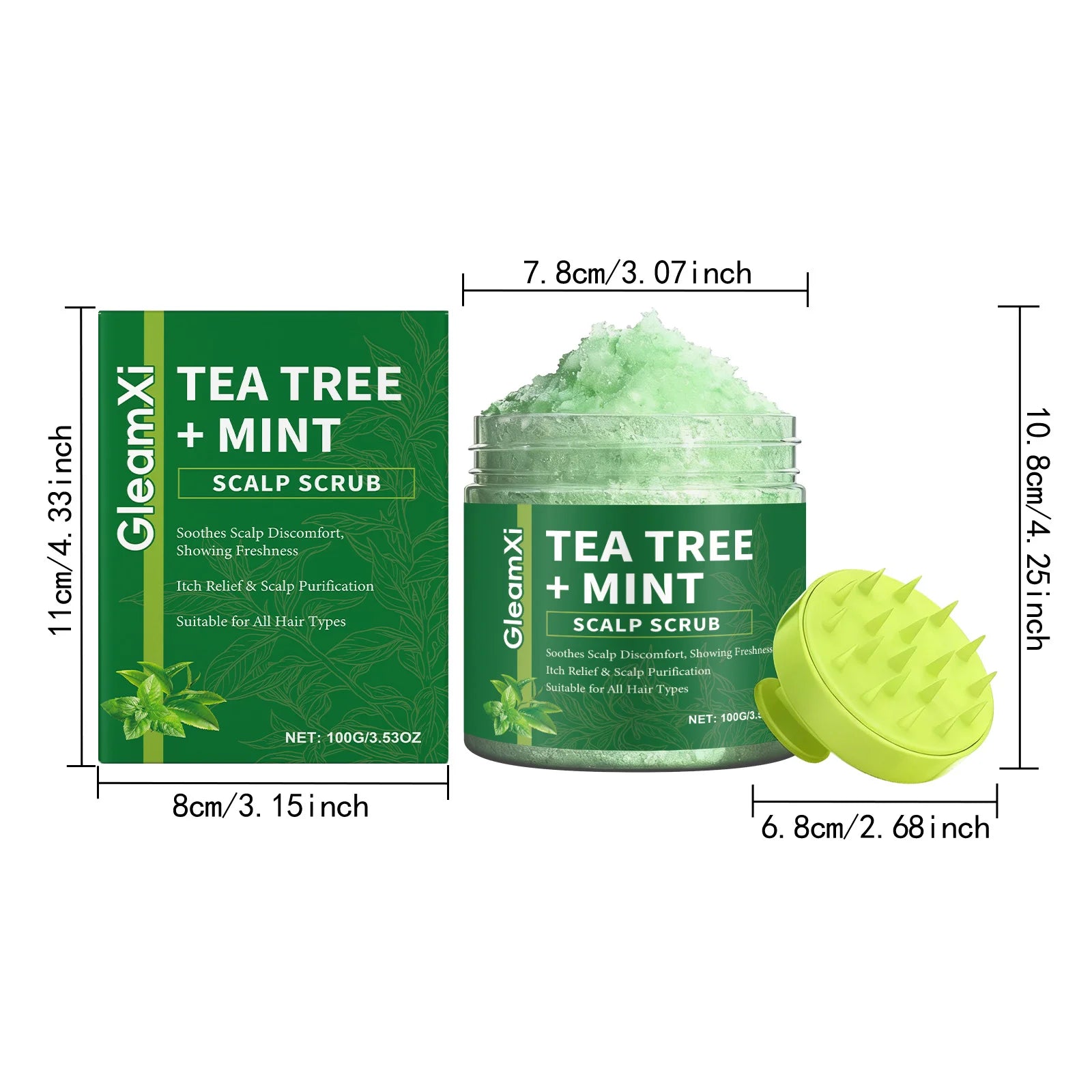 Tea Tree Scalp Scrub Anti-Dandruff Oil Control Refreshing Fluffy Anti-Breakage Soothing Nourishing Hair Deep Cleansing Shampoo