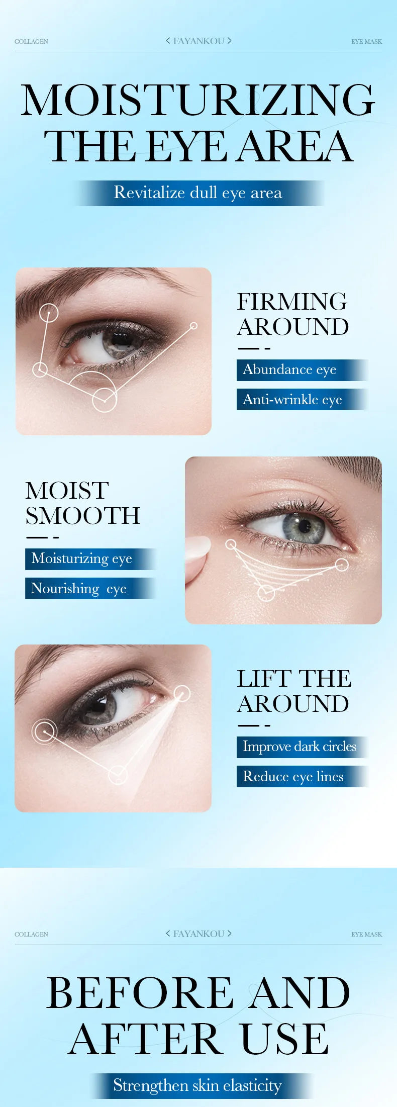 60 Pieces of Collagen Firming Eye Masks, Rich in Various Skin-Beneficial Ingredients, Moisturize the Skin Around the Eyes, Anti-Wrinkle and Hydrating
