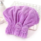1Pc Microfiber Hair Drying Towels Head Wrap with Bow-Knot Shower Cap Hair Turban HairWrap Bath Cap for Curly Long Wet Hair Gift