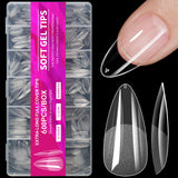 100/320/600Pcs Short Almond Nail Tips Soft Gel Nail Tips Full Cover False Nail Tips For Acrylic Nails  Salon Home Press On Nails