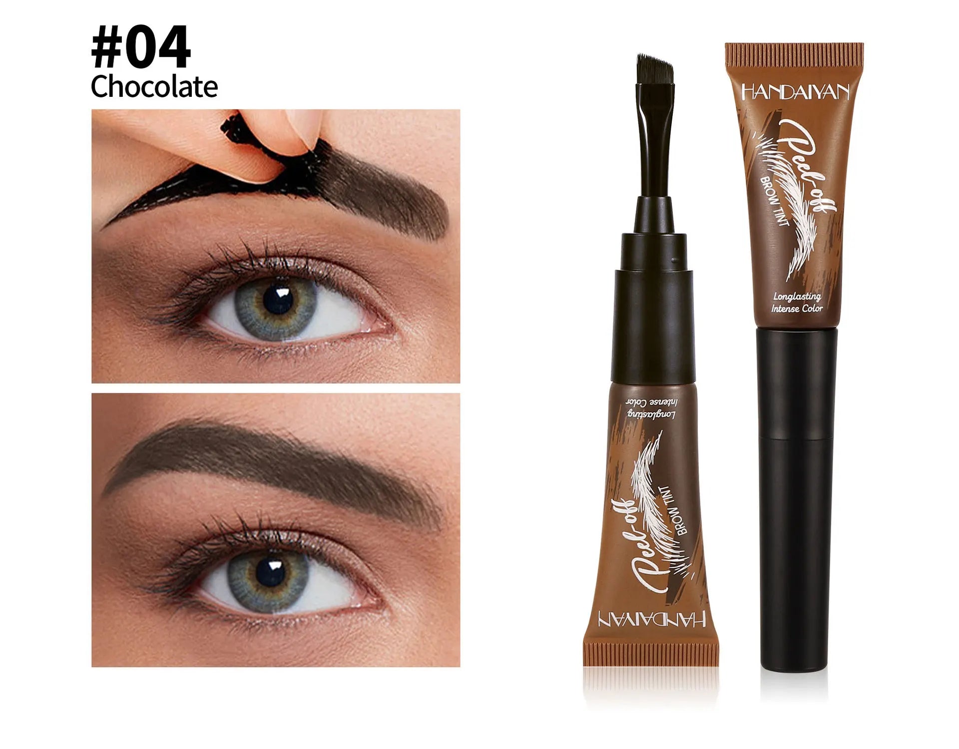 HANDAIYAN 5-color brush head peel-off eyebrow tint Waterproof, long-lasting, and smudge-proof peel-off eyebrow tint