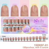 150Pcs/Box Acrylic Press on Nails Full Cover Fake False Tips Soft Gel Extension T-shaped Oval Capsule Almond Sculpted Salon DIY