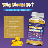 Kids Multivitamins Capsules - with D3+K2,Calcium - Promote Brain Development, Enhance Immunity,Support Digestion Healthy