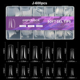 Luxury False Nail Tips Soft Gel Fingertip Semi-matte Capsules Almond French Coffin Full Cover Artificial Fake Nails Extension