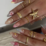 24 false nail pieces shipped randomly, Instagram-style false nails, wearable full-coverage almond-shaped press-on nails.