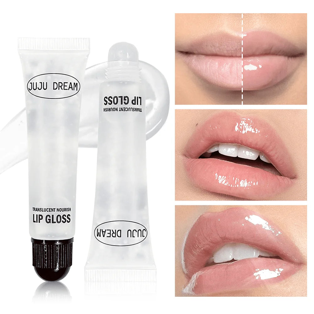 JUJU DREAM Translucent Nourishing Lip Gloss Hydrating Clear Lip Oil Repairing Glossy Lip Care