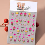 5D Embossed Sexy Red/Pink Lips Nail Stickers Self-Adhesive Blooming Red Lips Nail Decal Romantic Luxy Lady Lips Manicure Slider