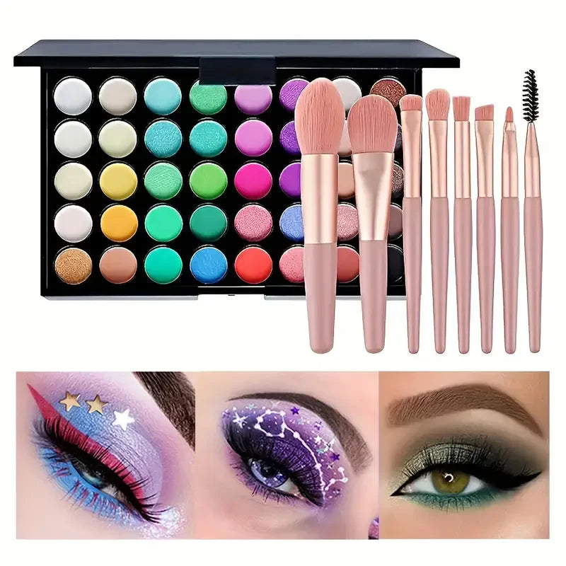 40 Colors Glitter Eyeshadow Palette Matte Waterproof Long Lasting Pressed Powder Cosmetics Kit Fashion Women Eye Makeup Palette