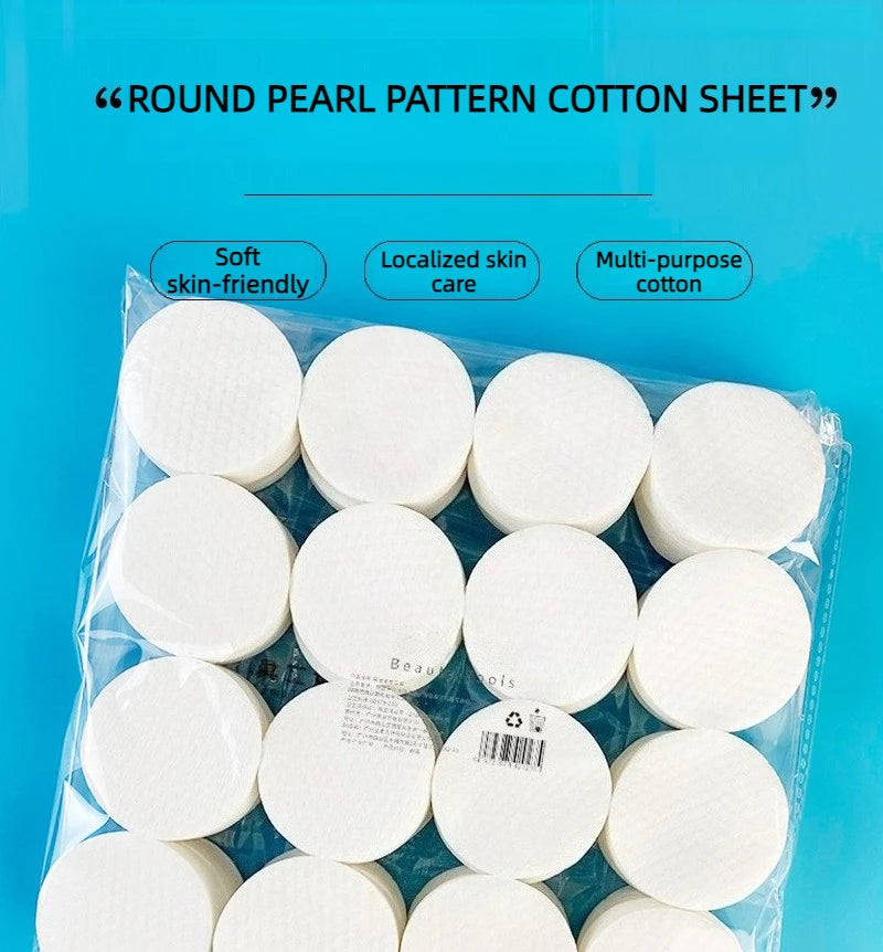 300/600pcs Round Facial Cleansing Pads High-Quality Makeup Remover Wipes Hypoallergenic Lint-Free Round Pads Light Beige