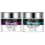 Retinol & Collagen Day Night Moisturizer with Hyaluronic Acid - Hydrating Face Cream for Tender Skin | All Skin Types Organic Fo