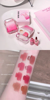 GEGE BEAR Heart-beating Water Gloss Velvet Matte Lip Glaze Combination Two-pack Mirror Matte Headphone Shaped Pendant Lip Glaze