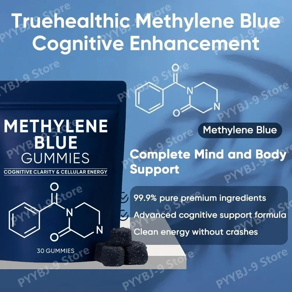 Methylene Blue Gummies 30 Count 5mg USP Grade High Purity Formula for Cognitive Clarity Cellular Energy Daily Wellness Support