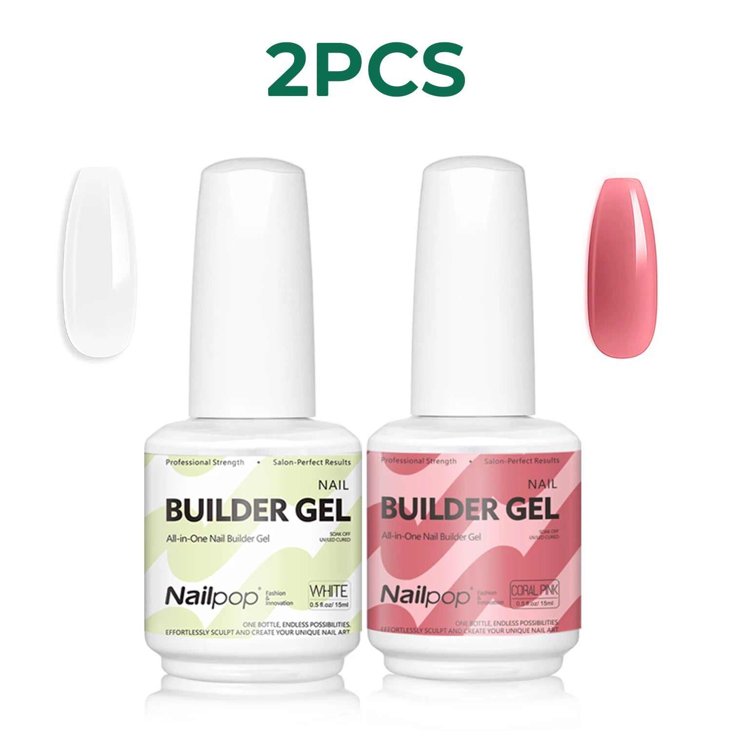 Nailpop 7 IN 1 Nail Glue Gel 15ml Gellack UV Nails Builder Gel Apex & Extension Soak off Base Gel Top Coat  HEMA FREE