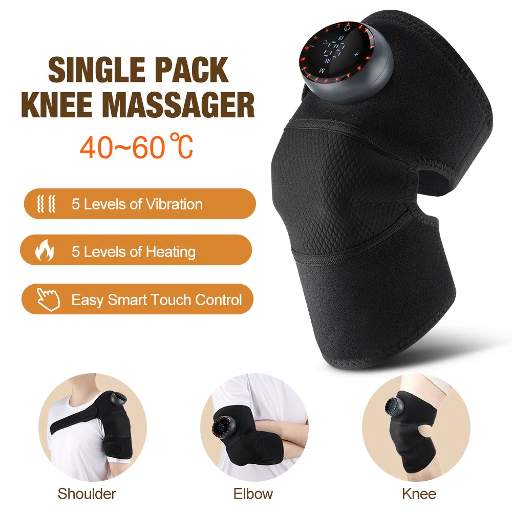 Rechargeable Knee Massager 3 Gear Vibration Massage Adjustable Shoulder Brace Electric Heating Pads Leg Knee Warmer