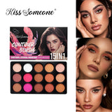 12 Colors Blush Contour Highlighter Makeup Palette, Matte Face Blush Powder for Cheek, Bright Shimmer Bronzer Professional Facia