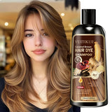 YUITIKUE Caramel Brown Hair Dye Shampoo - 4in1 Moisturizing Hair Color Shampoo Long-Lasting Hair Dye for All Hair Types