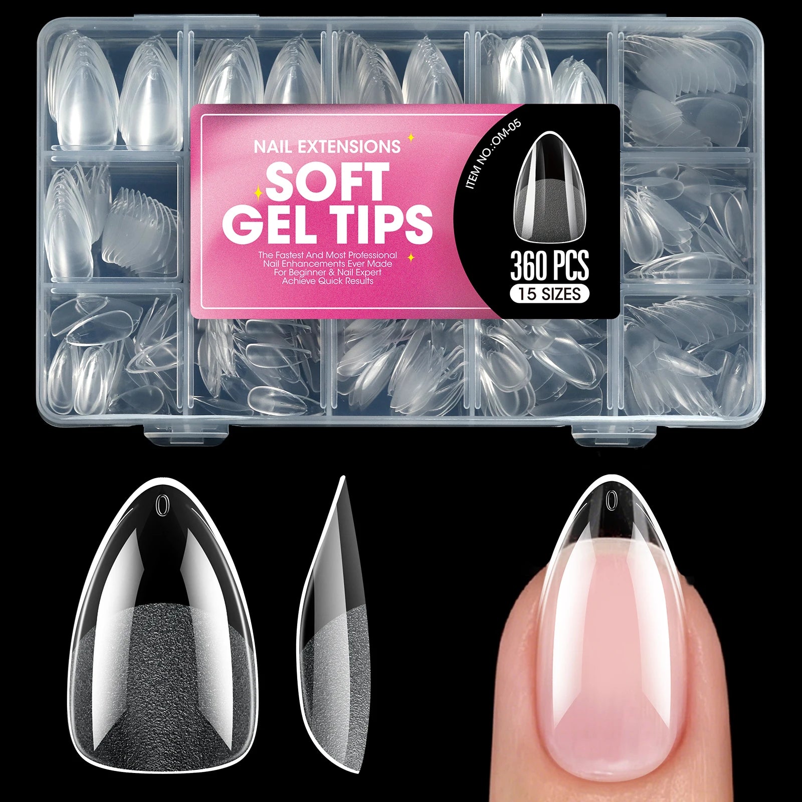 100/320/600Pcs Short Almond Nail Tips Soft Gel Nail Tips Full Cover False Nail Tips For Acrylic Nails  Salon Home Press On Nails