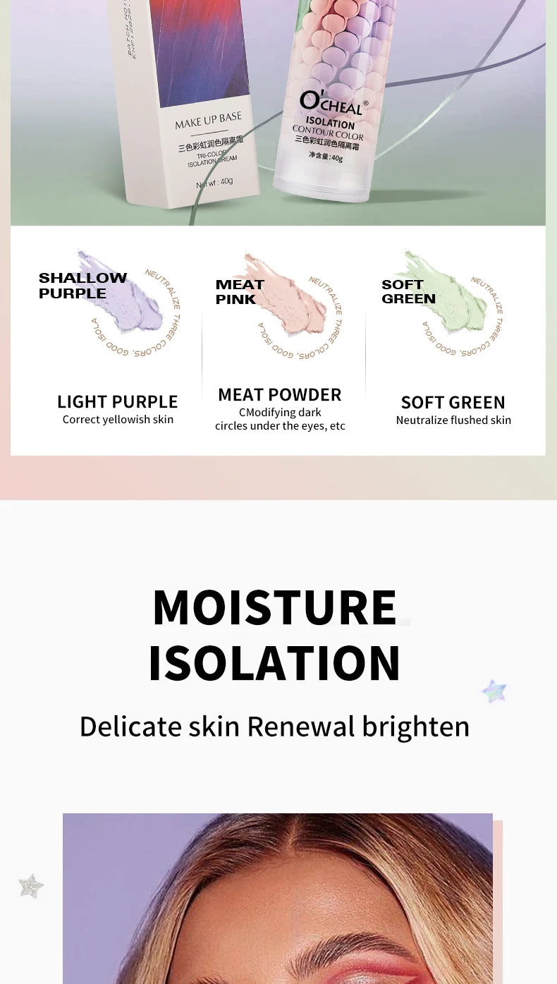 Three Color Mixed Isolation Cream, Normal Color Primer, Moisturizing Concealer, Natural Makeup Effect