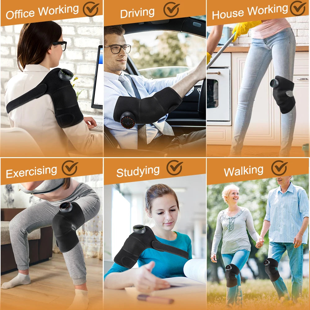 Rechargeable Knee Massager 3 Gear Vibration Massage Adjustable Shoulder Brace Electric Heating Pads Leg Knee Warmer