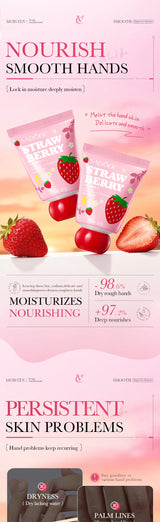 Strawberry VC Hand Cream - 30g Brightening Moisturizer for Winter, Repairs Dry Cracked Skin, Lightweight Fast Absorbing Formula