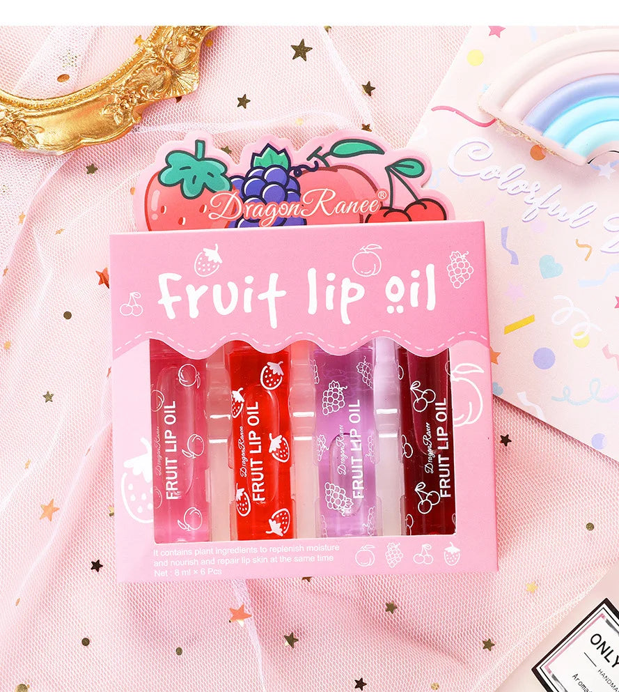 Rolling Bead Lip Oil Set of Four Moisturizing Lotion, Hydrating Roller Ball Mouth Oil, Anti-Drying, Colorless and Transparent