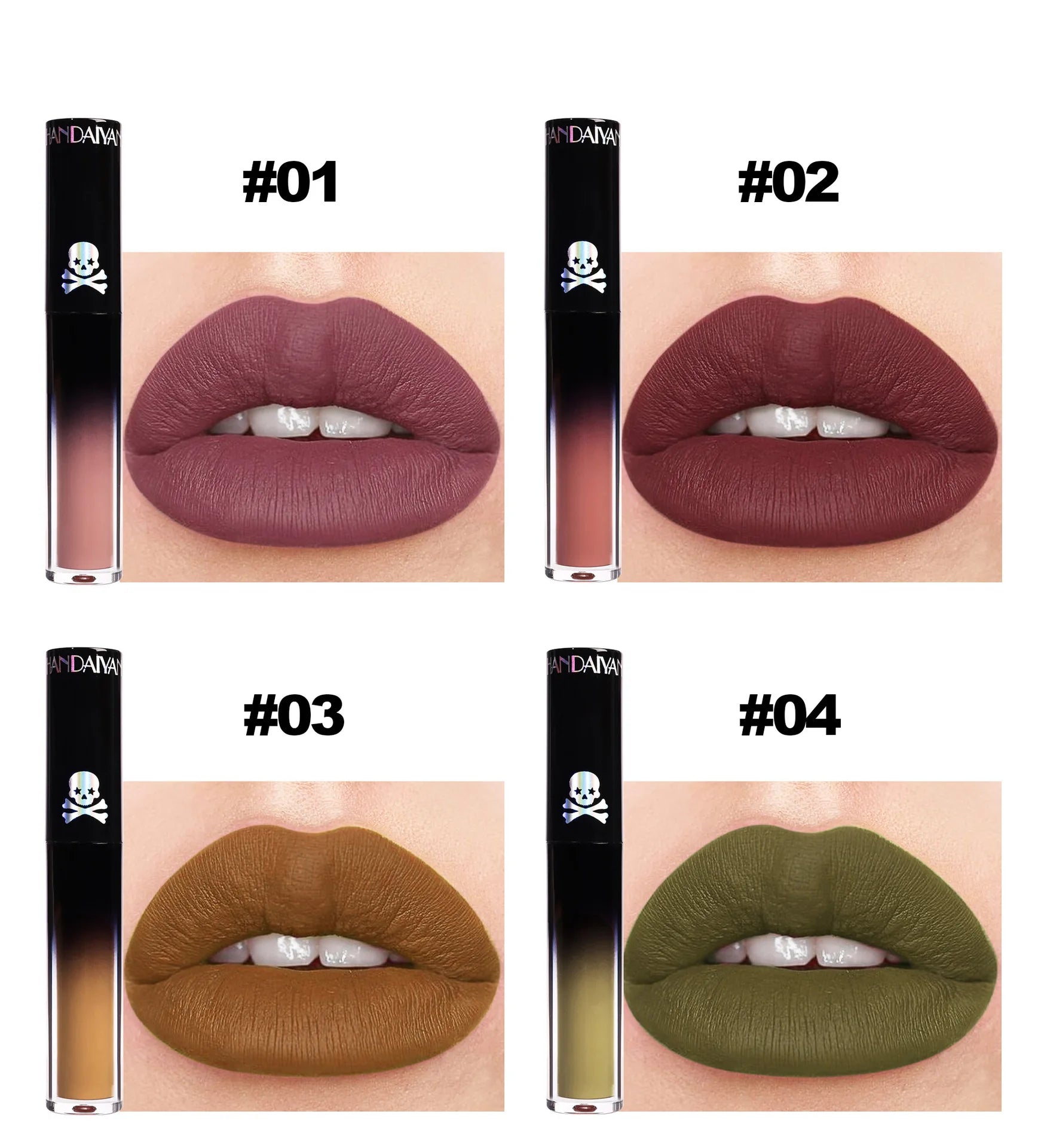 Halloween Goth Lipstick Set Long Lasting Smudgeproof Dark Matte Lip Gloss Velvet Lipsticks Black Liquid Lipstick for Halloween