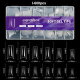Luxury False Nail Tips Soft Gel Fingertip Semi-matte Capsules Almond French Coffin Full Cover Artificial Fake Nails Extension