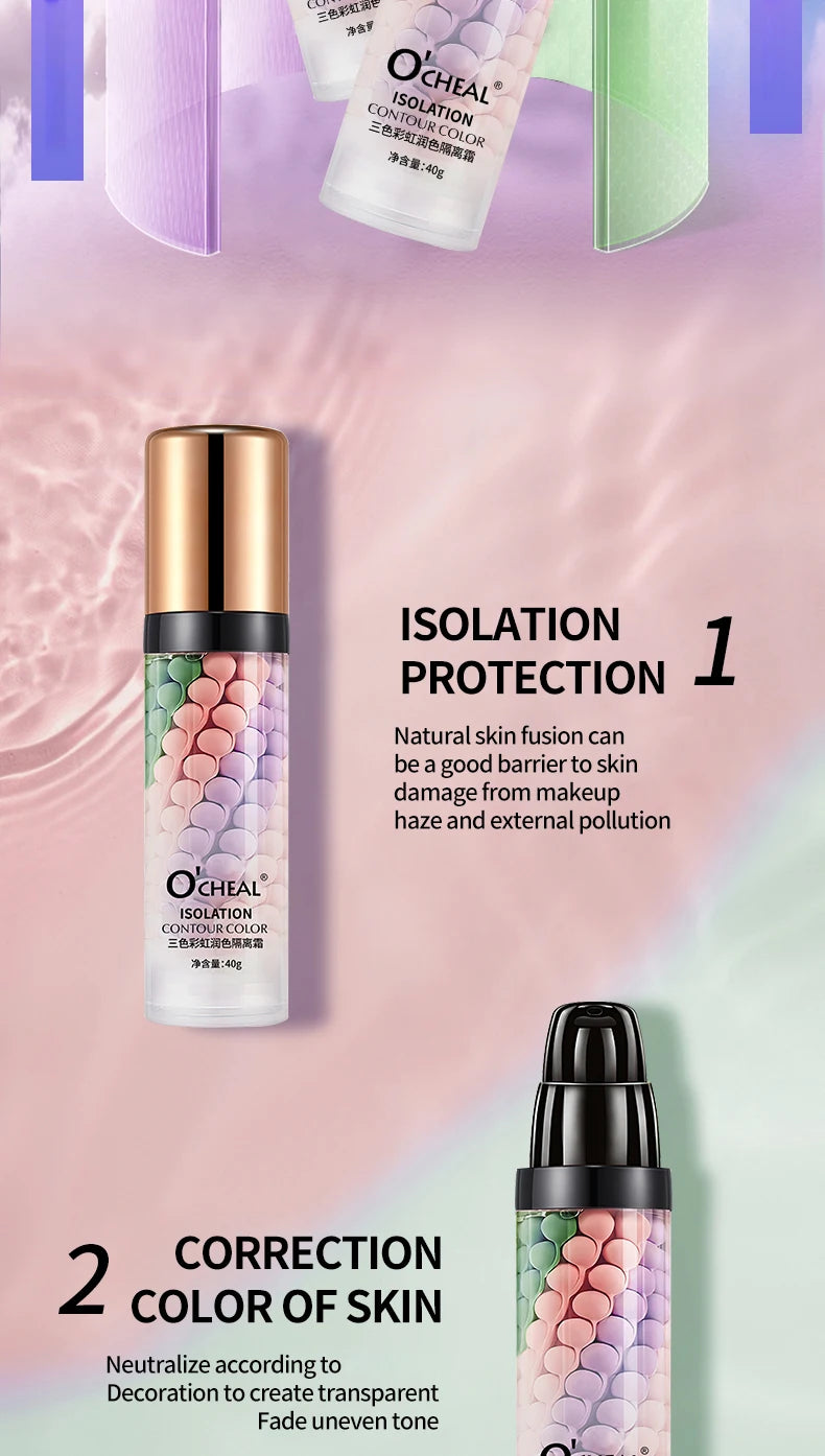 Three Color Mixed Isolation Cream, Normal Color Primer, Moisturizing Concealer, Natural Makeup Effect
