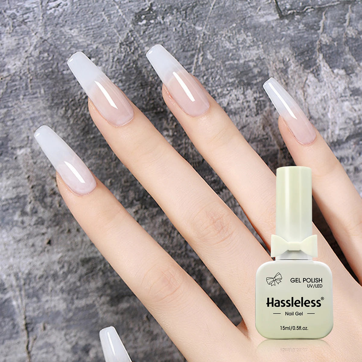 Hassleless Pudding Milky White Gel Nail Polish, Pure Color UV Gel Polish, For Professionals Starter Nail Art DIY 15ml