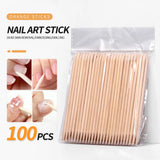 100Pcs Orange Wood Sticks for Nails Double Sided Cuticle Pusher Remover Nail Art Manicure Pedicure Tool for Manicure Pedicure