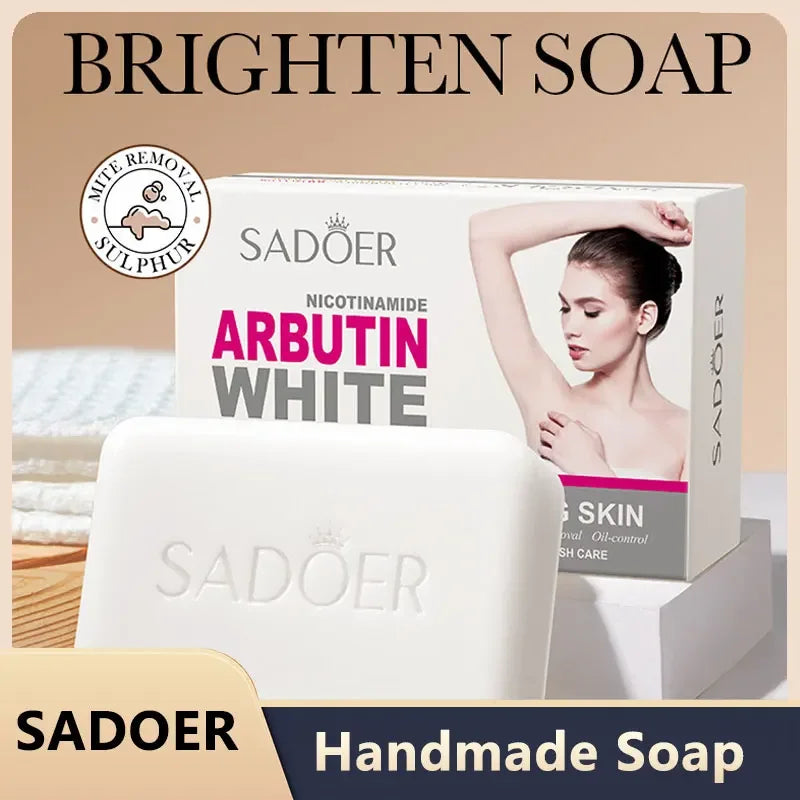 Sadoer Niacinamide Arbutin Facial Soap Moisturizing Brightening Deep Cleansing Body Face Wash Foam Facial Cleanser Handmade Soap