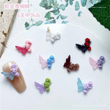 50pcs Vampire Nails Accessories Mixed Resin Ribbon Bow Camellia Tulip Heart Nail Art Charms Decorations Supplies Parts DIY Jewel