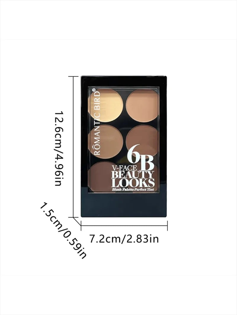 6-color Blush and Contouring All-in-one Palette Pearlescent Matte Powder Face Blusher Glitter Highlighter Blush Makeup Palette