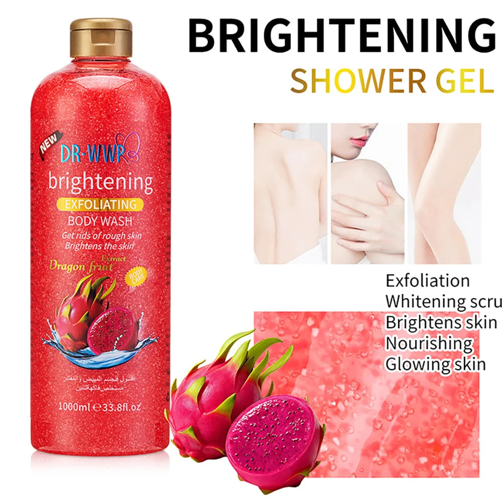 1000ml Lavender Kojic Acid AHA Shower Gel Deep Cleansing Brighten Skin Scrub Body Wash Exfoliator Body Care Fragrance Skincare