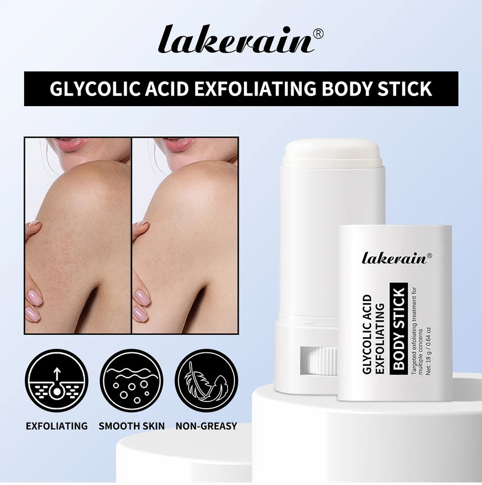 Lakerain Exfoliating Body Stick Multiple Glycolic Acid Cleaning Long-lasting Moisturizing Nourishing Smoothing Skin Care