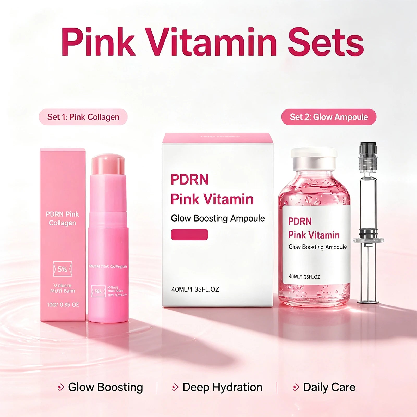 PDRN Pink Collagen Volume Multi Balm Stick&Serum 5% Volufiline Hydrating Firming Repair Balm for Face Neck Eye Area Skincare