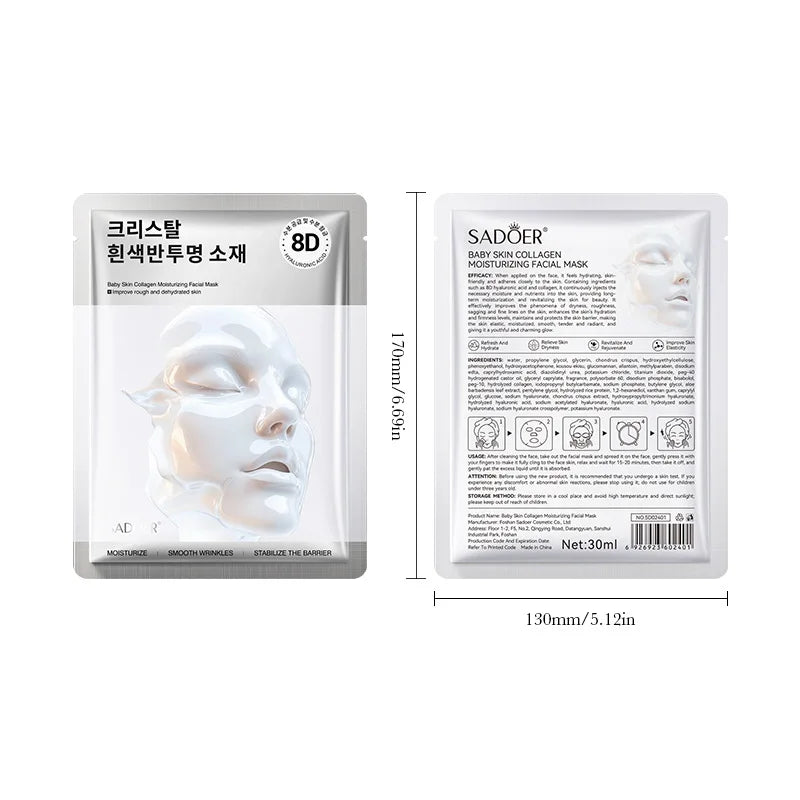 "Collagen Glow" Hydrating Face Mask | Brightening & Moisturizing Treatment | With Marine Collagen & Hyaluronic Acid