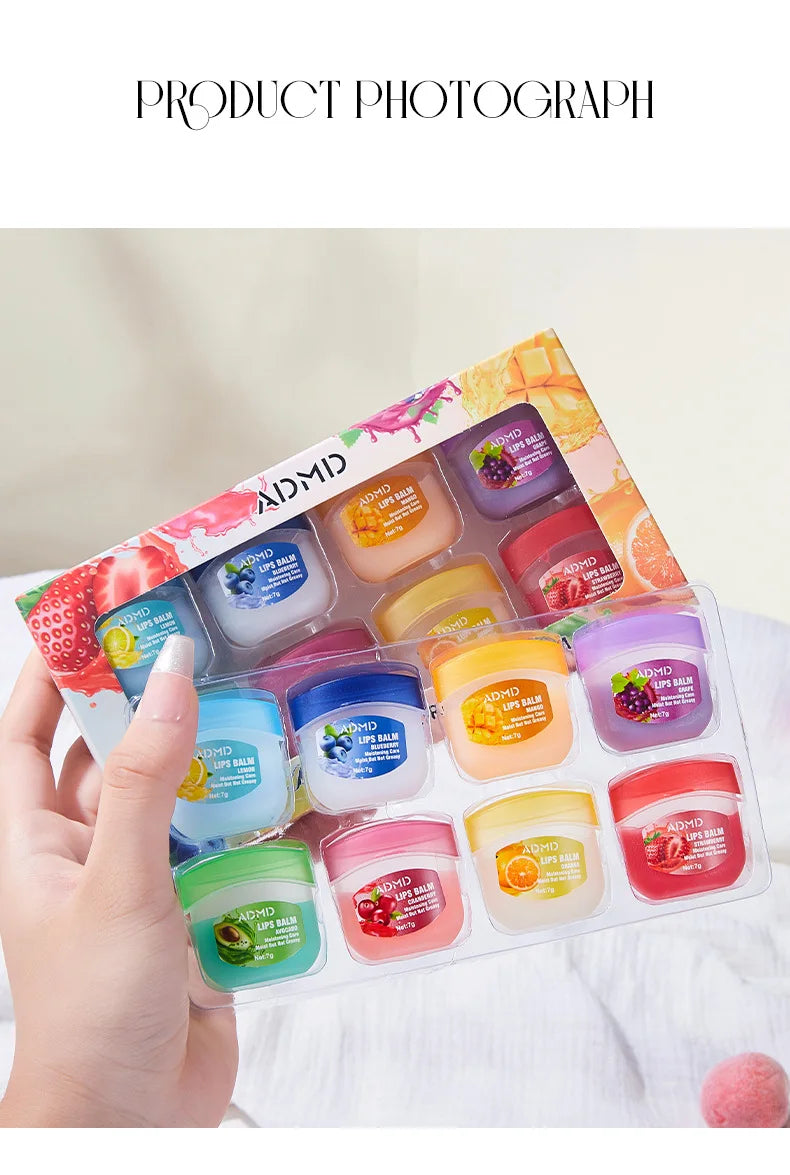 8 Pieces Vaseline Lip Balm Set Rose Lemon Flavor Moisturizing Anti-Dry Crack Long Lasting Nourishing Lip Mask Lip Care