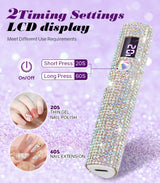 Mini Handheld UV LED Nail Lamp With Diamonds Portable Nail Dryer For Curing Gel Polish With Display Manicure Machine