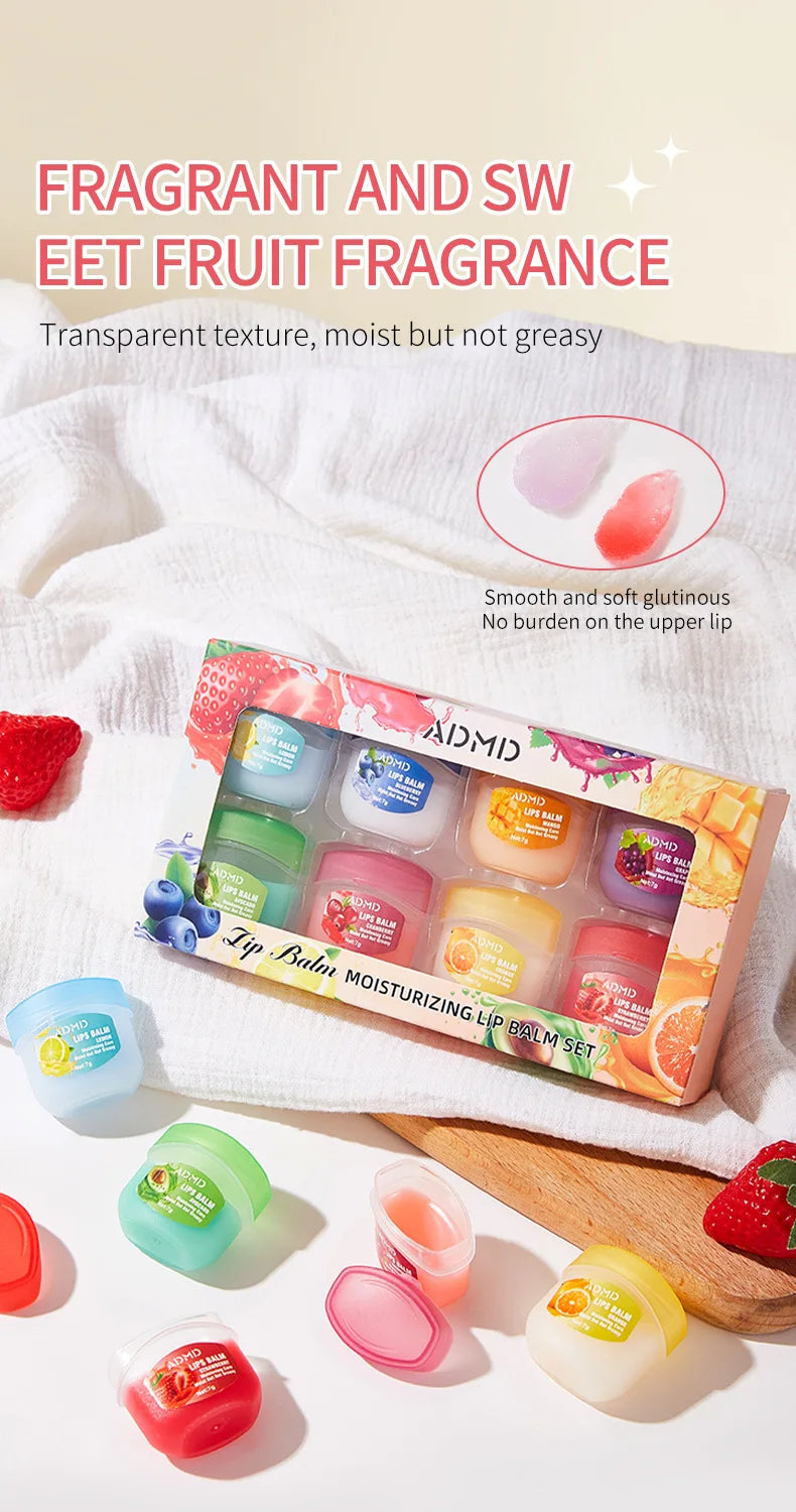 8 Pieces Vaseline Lip Balm Set Rose Lemon Flavor Moisturizing Anti-Dry Crack Long Lasting Nourishing Lip Mask Lip Care
