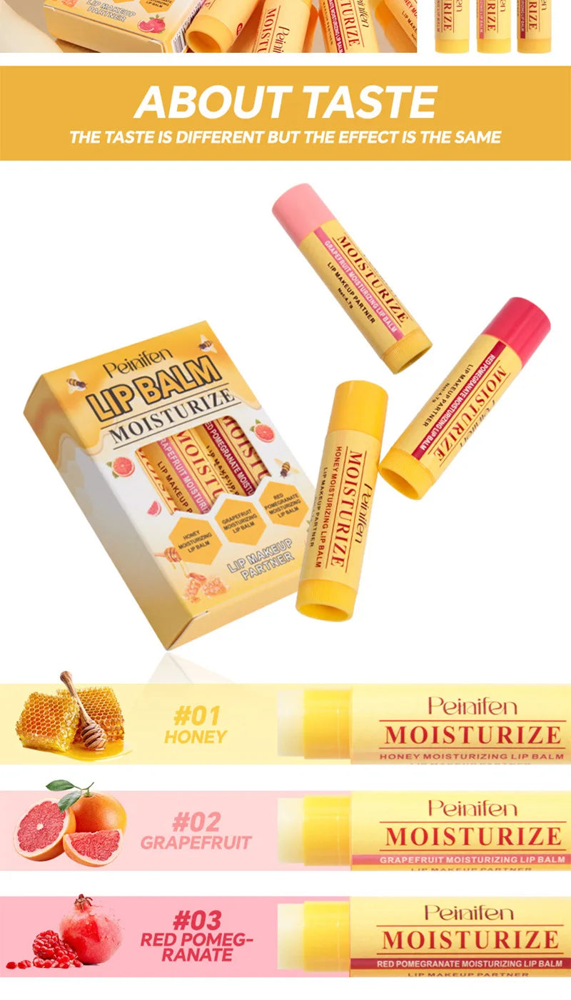 3-Piece Lip Balm Lipstick Base Lip Balm Makeup Natural Plant Anti-Scratch Lip Care Petroleum Jelly Lip Balm