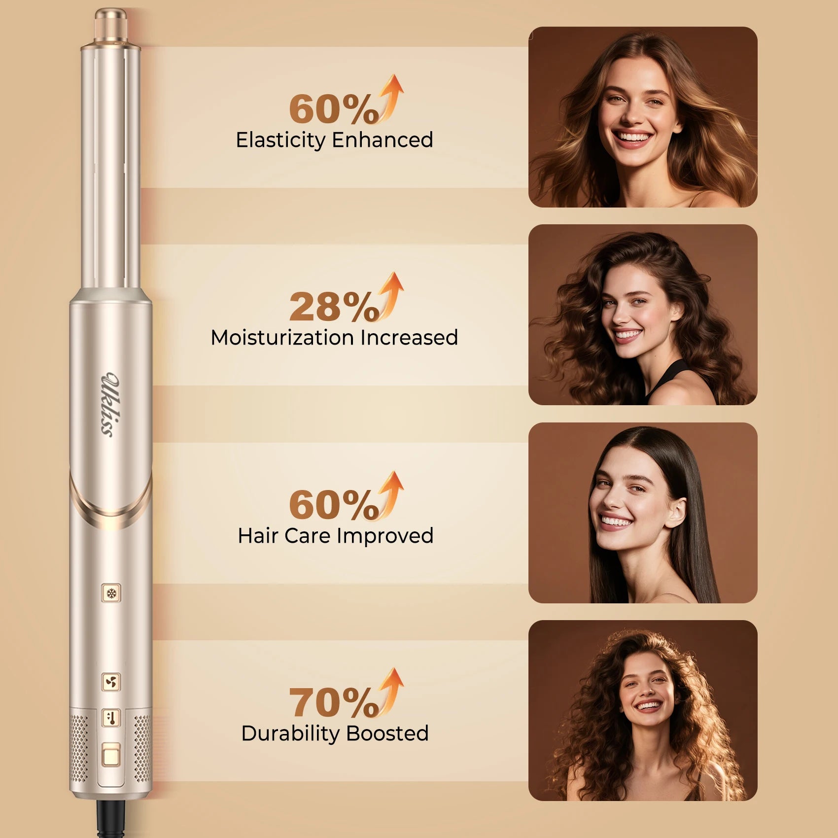 8 in 1 Hair Dryer Brush High Speed Brushless Blow Dryer Negative Ionic Hair Heating Brush Hot Air Styling Comb Auto Hair Curle