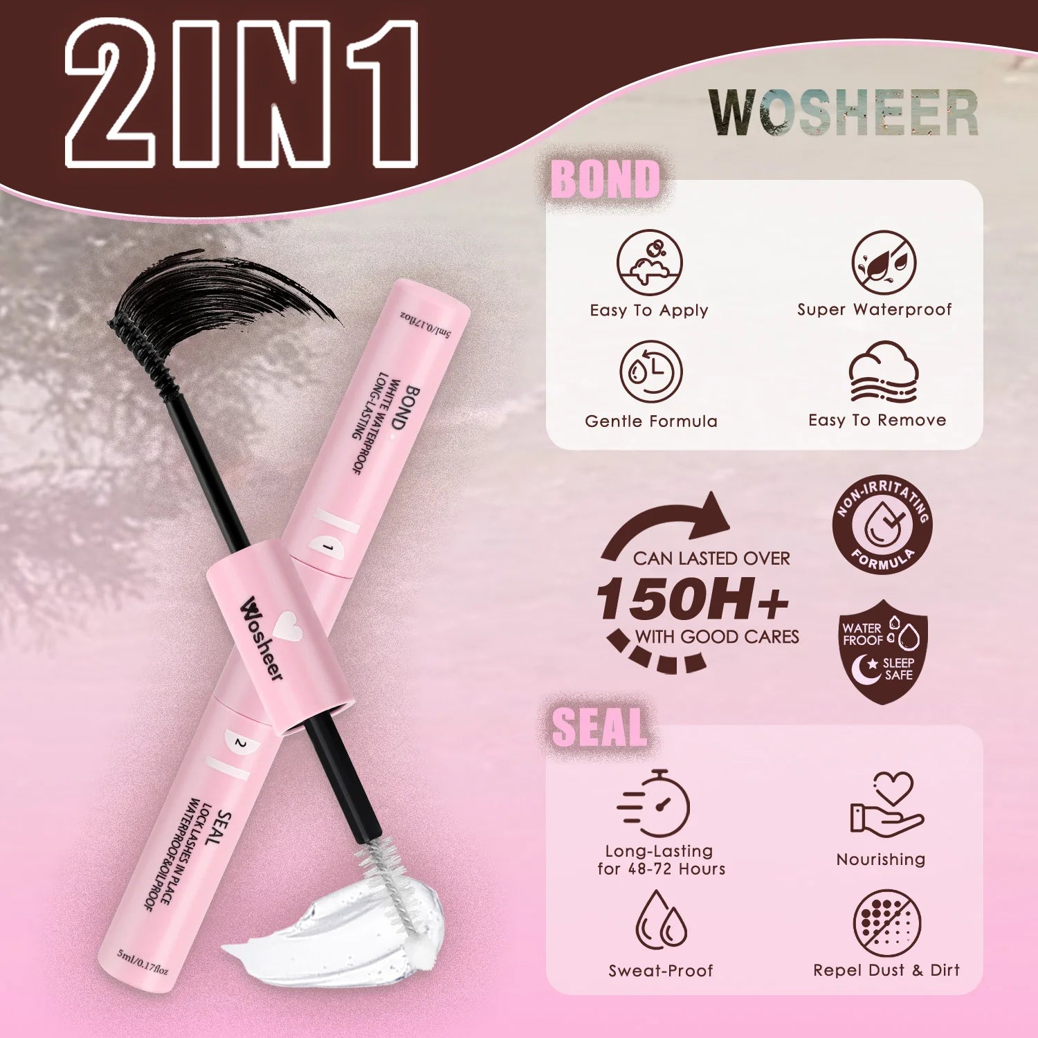 WOSHEER Manga Lash Clusters Kit Cat Lashes with Lash Bond & Seal Cluster Eyelash Extensions Mixed Tray Eyelash Clusters Kit