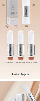O'CHEAL Temperature Changing Foundation Stick Facial Coverage Blemishes Pores Double-Headed Face Matte Makeup Foundation Cream