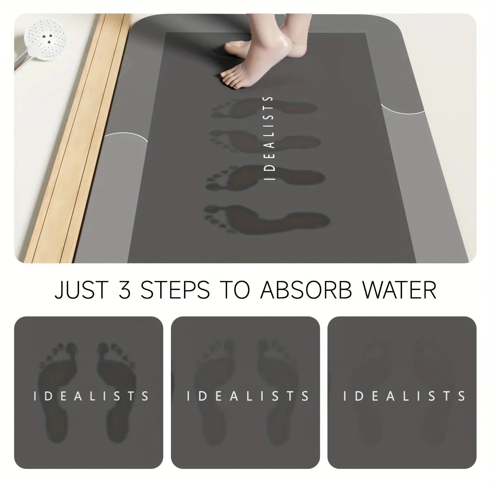 Diatomaceous Earth Bath Mat Super Absorbent Non Slip Fast Drying Soft Floor Mat for Shower Laundry Bedroom Kitchen RV Bathroom