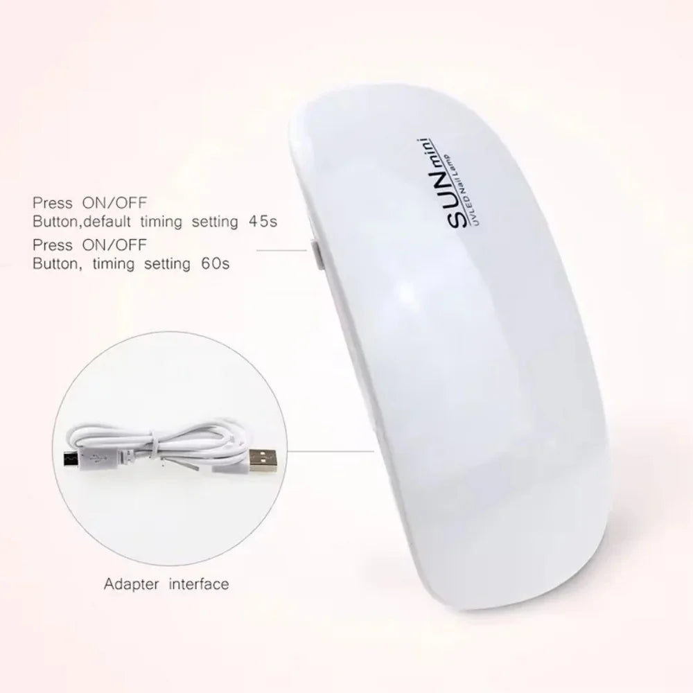 6W Foldable UV LED Nail Lamp Portable Manicure Dryer Machine Quick Drying Gel Polish Tool for Home Professional Use with USB