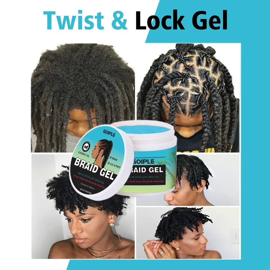 GOIPLE 100g Tea Tree Mint Braid Styling Gel Edge Control Frizz Smooth Hair Wax Pomade Loc Twist Braiding Cream For African Women