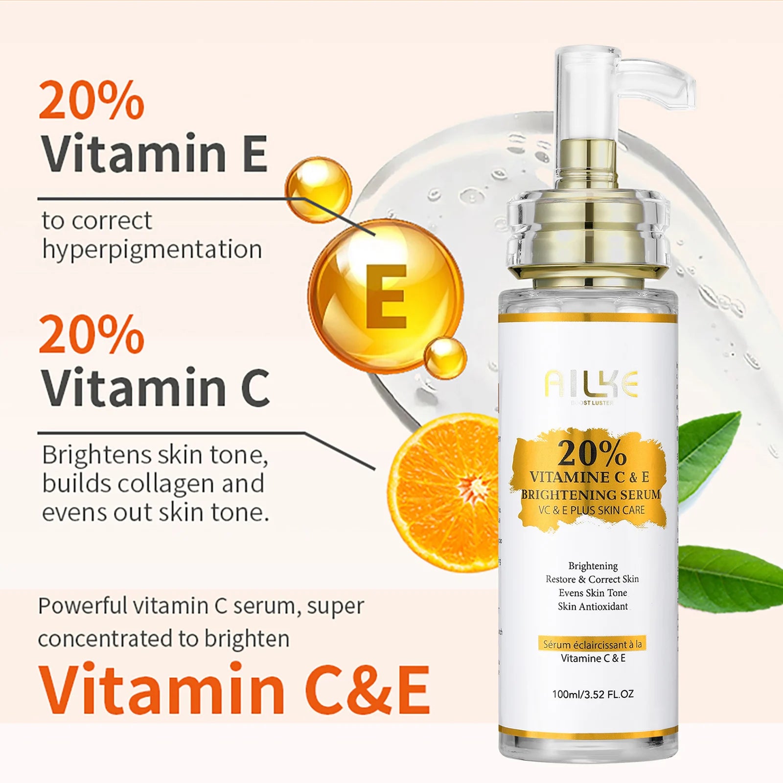 AILKE Lightening Body Cream, With Vitamin C, Hyaluronic Acid, Shea Butter, Reduce Black Spots, Even Skin Tone, Hydration Lotion