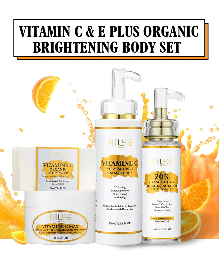 AILKE Lightening Body Cream, With Vitamin C, Hyaluronic Acid, Shea Butter, Reduce Black Spots, Even Skin Tone, Hydration Lotion